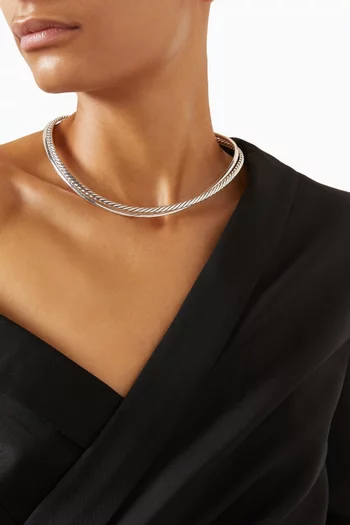 Bold Crossover Collar Necklace in Sterling Silver