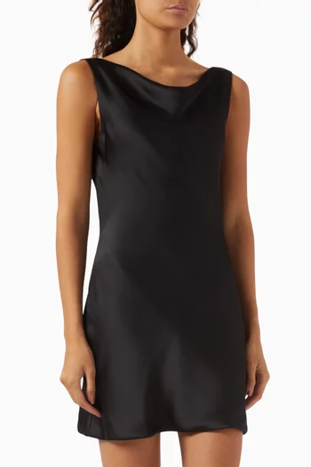 Low-back Drape Mini Dress in Satin
