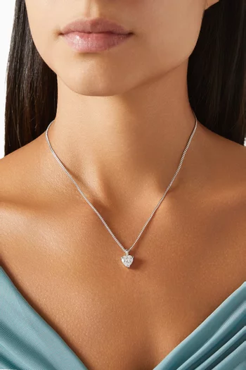 1980s Vintage Heart Pendant Necklace in Rhodium