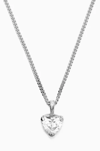 1980s Vintage Heart Pendant Necklace in Rhodium