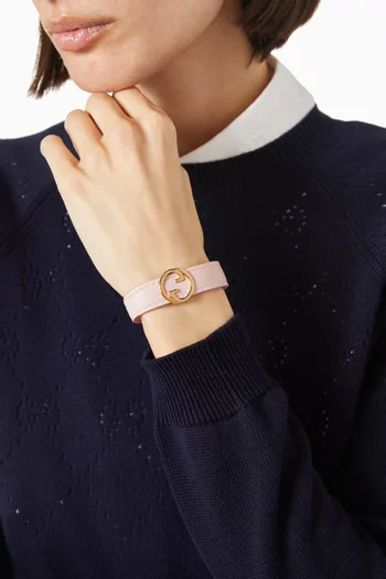 Round Interlocking G Bracelet in Leather