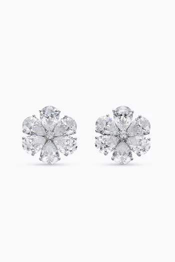 Marguerite Diamond Daisy Earrings in 18kt White Gold Vermeil