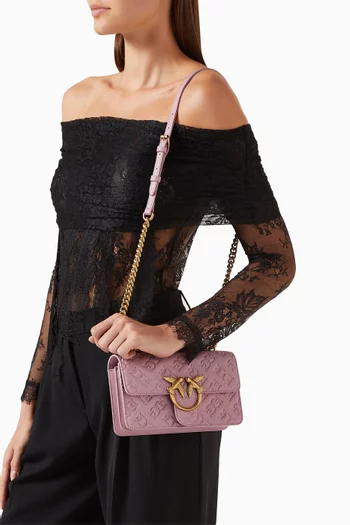 Mini Love One Crossbody Bag in Logo-embossed Leather