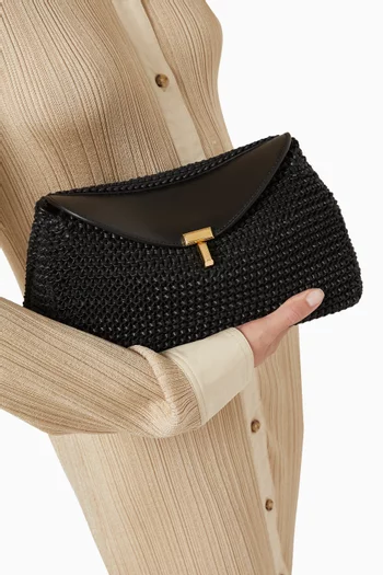 T-lock Woven Clutch in Leather