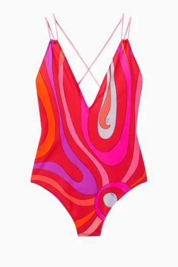 Marmo-print One-piece Swimsuit