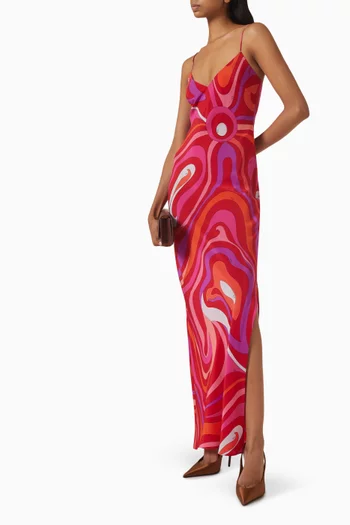 Marmo-print Cami Dress in Silk
