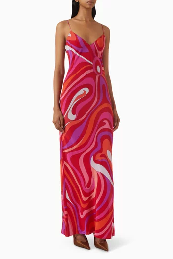 Marmo-print Cami Dress in Silk