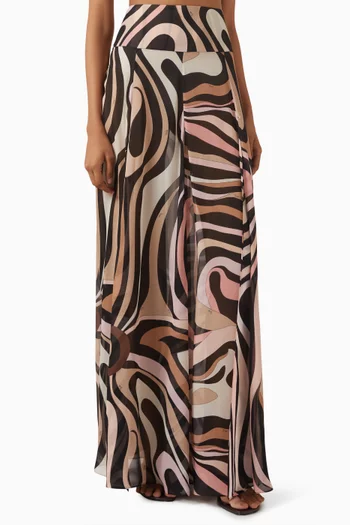 Marmo-print Maxi Skirt in Silk