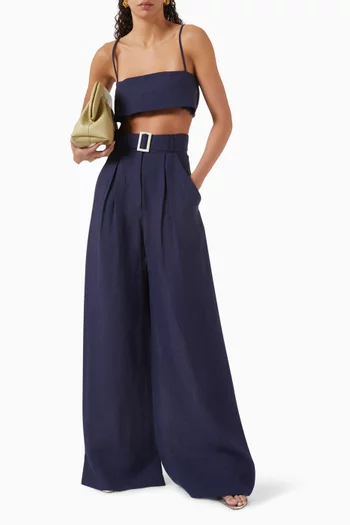 Structured Bandeau Crop Top in Linen