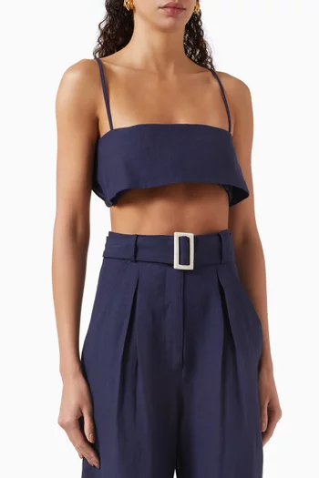 Structured Bandeau Crop Top in Linen
