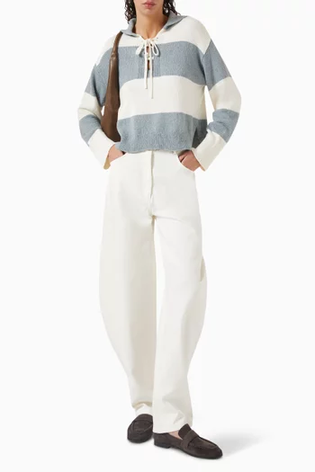 Rugby Lace-up Sweater in Cotton Blend