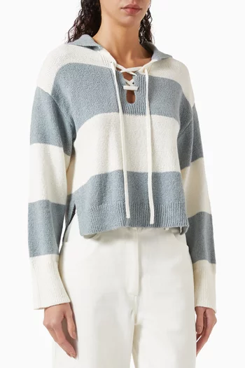 Rugby Lace-up Sweater in Cotton Blend