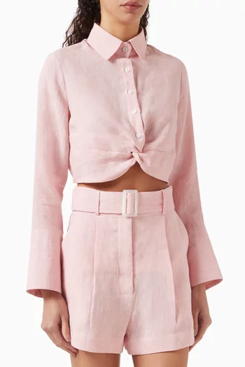 Twist-front Shirt in Linen