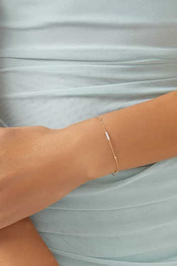 سوار سلسلة بحلي مستطيلة مرصعة بالماس ذهب عيار 18