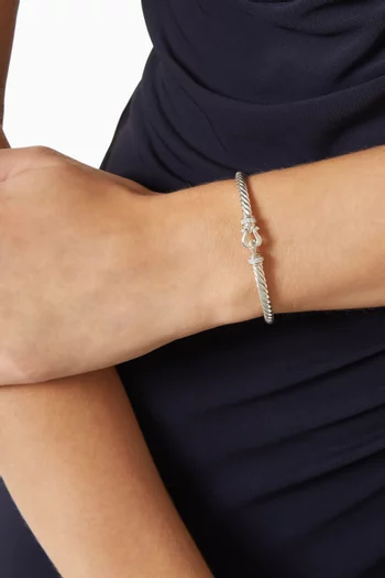 Cable Flex Buckle Diamonds Flex Bracelet in Sterling Silver