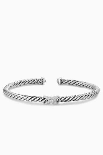 Cable Flex Buckle X Diamonds Bracelet in Sterling Silver