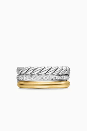 DY Mercer® Multi-row Mercer Diamond Ring in 18kt Gold & Silver