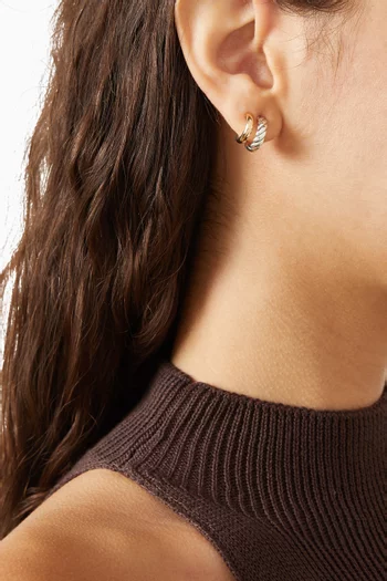 DY Mercer® Double Hoop Huggie Earrings in 18kt Gold & Silver