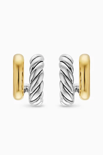 DY Mercer® Double Hoop Huggie Earrings in 18kt Gold & Silver