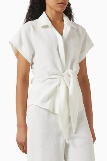 Pippa Front-tie Top in Linen