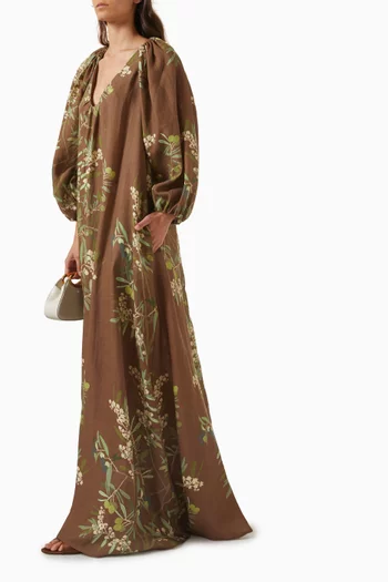 Georgio Printed Maxi Dress in Linen-georgette