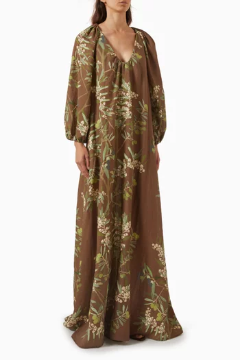 Georgio Printed Maxi Dress in Linen-georgette