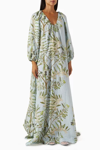 Georgio Printed Maxi Dress in Linen-georgette