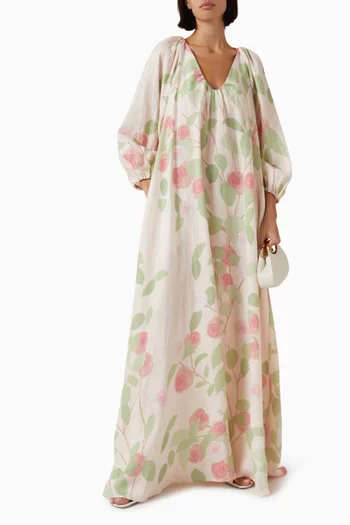 Georgio Printed Maxi Dress in Linen-georgette