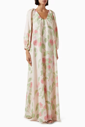 Georgio Printed Maxi Dress in Linen-georgette