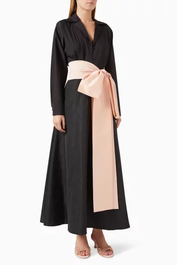 Clarence Belted Dress in Taffeta