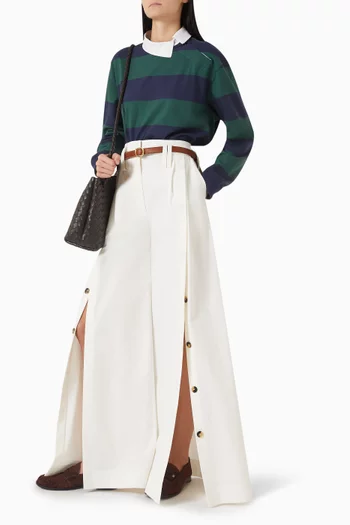 Wide-leg Slit Pants