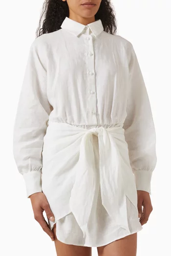 Guadalupe Mini Shirt Dress in Linen