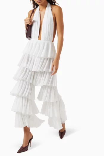 Tiered Wide-leg Pants in Mesh