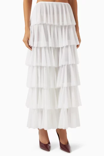 Tiered Wide-leg Pants in Mesh