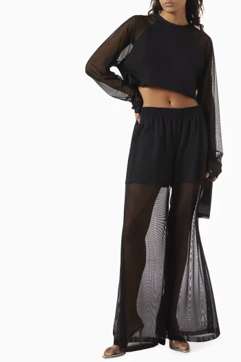 Oversized Cropped Top in Mesh