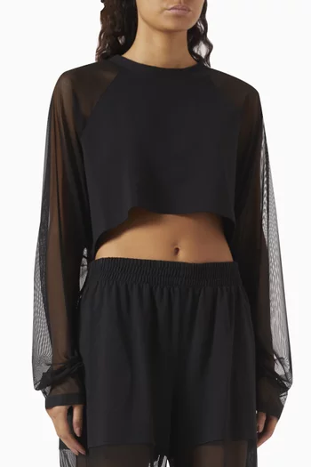 Oversized Cropped Top in Mesh