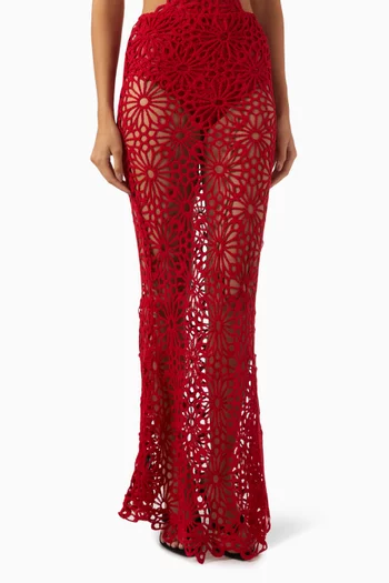 Obie Long Skirt in Crochet