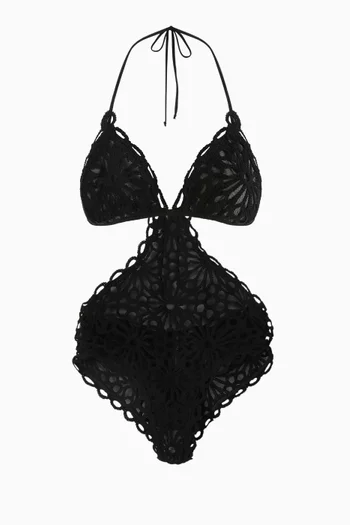 Cut-out String Mio One-piece Swimsuit in Crochet