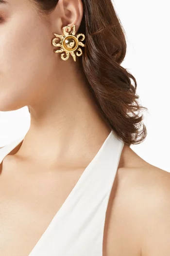Soleil Clip Earrings in Gold-plated Brass
