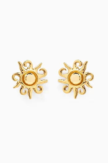 Soleil Clip Earrings in Gold-plated Brass