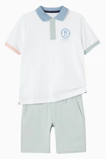 Logo Graphic-print Polo Shirt in Cotton