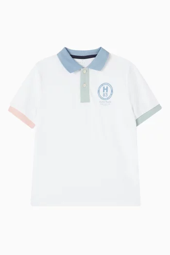 Logo Graphic-print Polo Shirt in Cotton