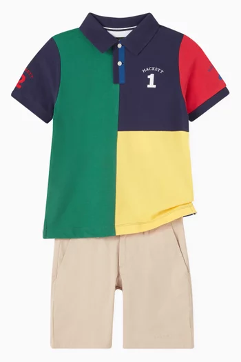Colour-block Heritage Polo Shirt in Cotton