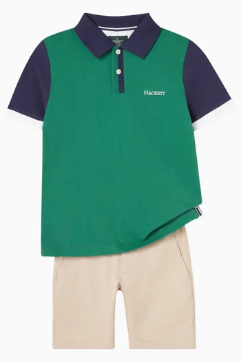 Colour-block Polo Shirt in Cotton