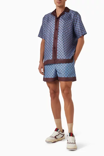 Printed Swim Shorts in Poplin Tech