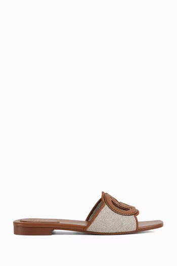 Interlocking G Slide Sandals in Leather