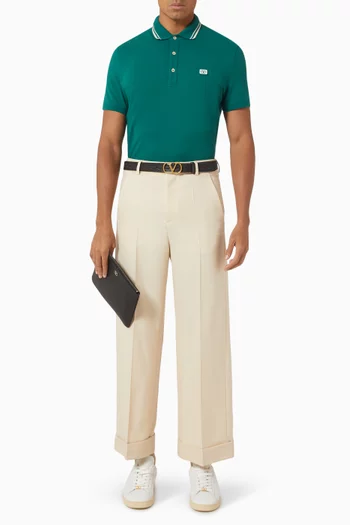 VLogo Patch Polo Shirt in Cotton Piqué