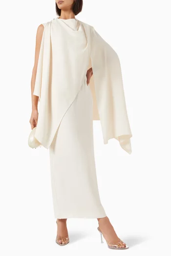 Draped-cape Maxi Dress