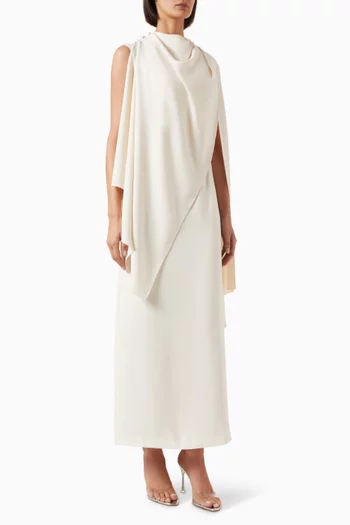 Draped-cape Maxi Dress