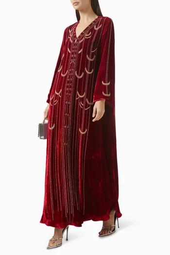 Bead-embellished Jalabiya in Crepe